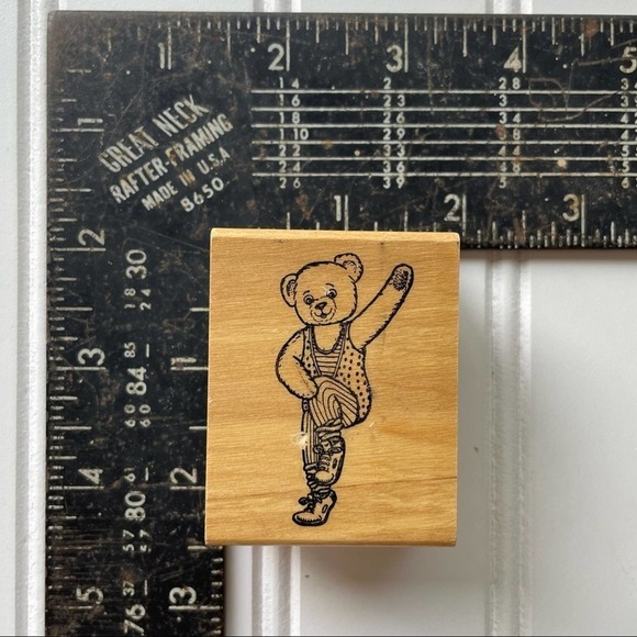 Vintage Wood Block Rubber Stamp Hamilton Arts Teddy Bear Yoga Dance Jazzercise - Picture 6 of 7